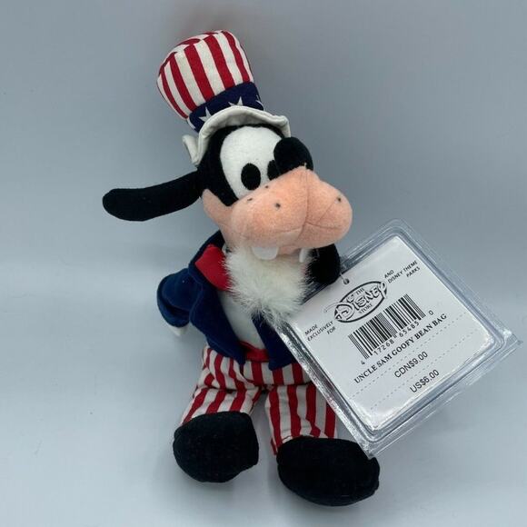 The Disney Store Vintage Uncle Sam Goofy Soft Mini Bean Bag Plush Toy With Tags - Picture 1 of 7